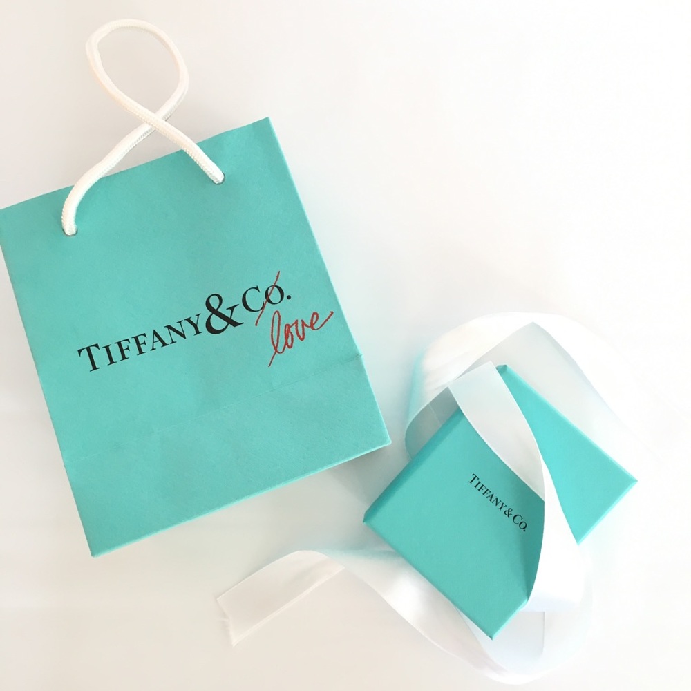 Tiffany and Co bag and box with ribbon